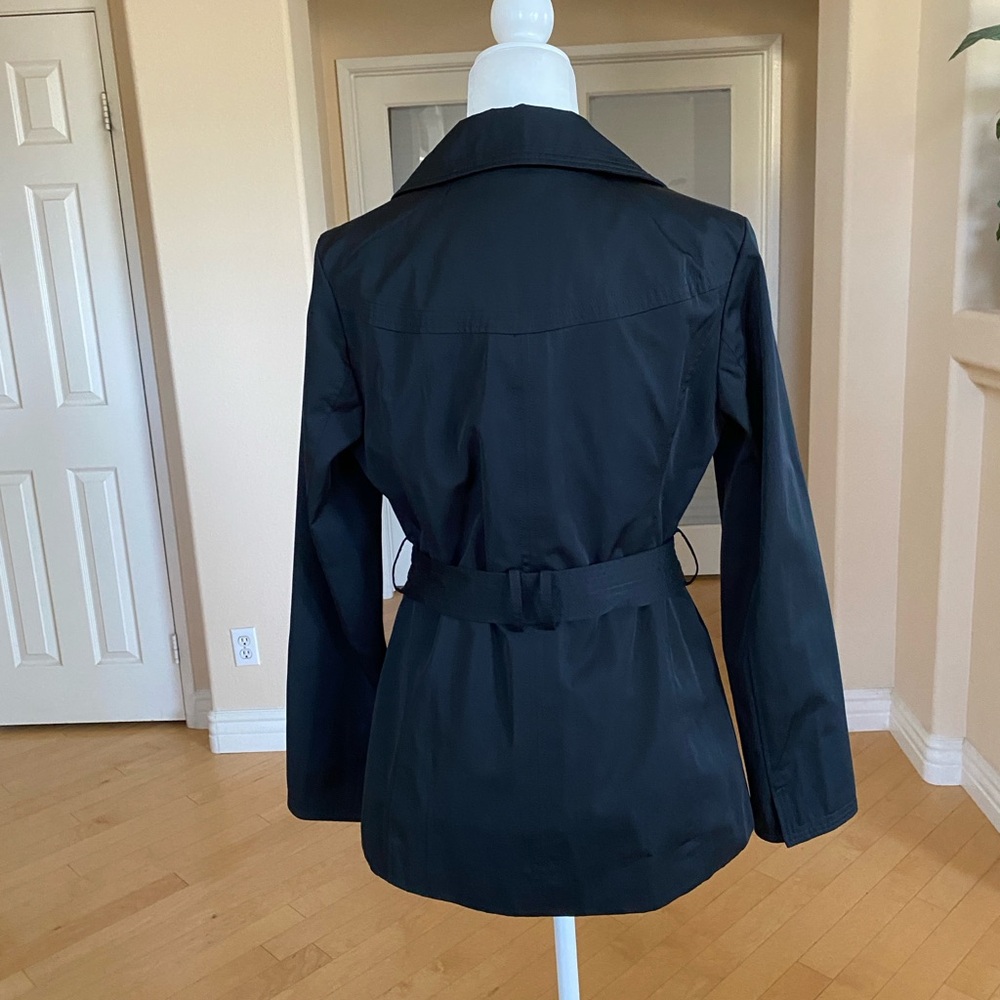 NWT Ellen Tracy Black Trench Coat Tailored Classic Design - Picture 2 of 9